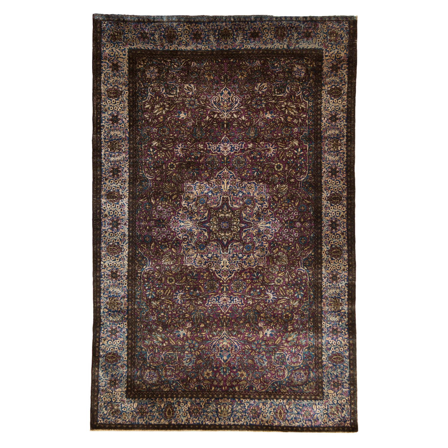 Antique Persian Kashan Silk Area Rug — 1900–1915 | 4'3" × 6'8"
