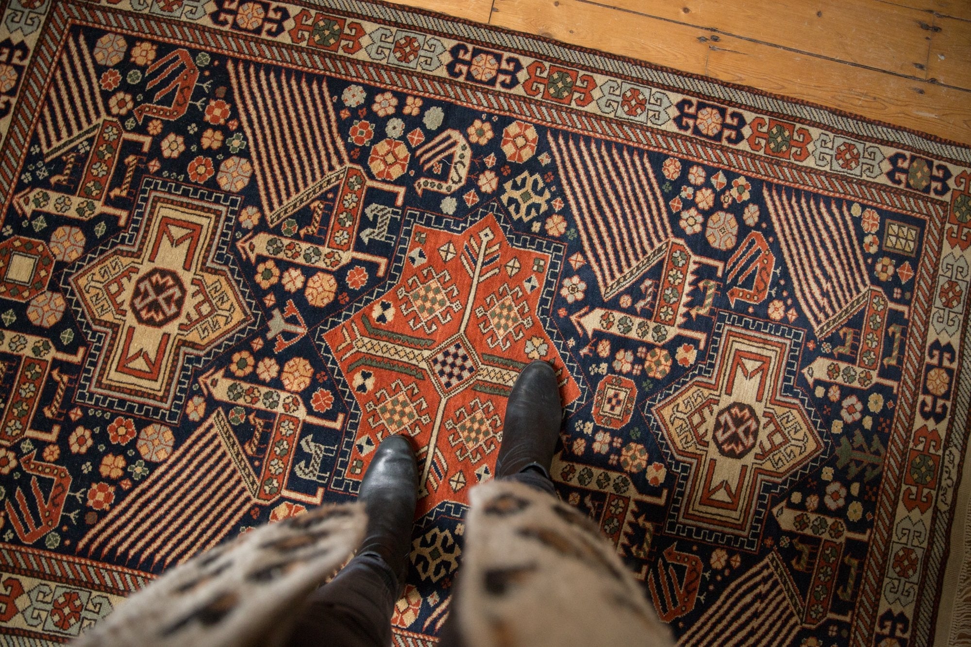 Vintage Romanian Akstafa Design Area Rug — 1970s | 4' × 6'4"