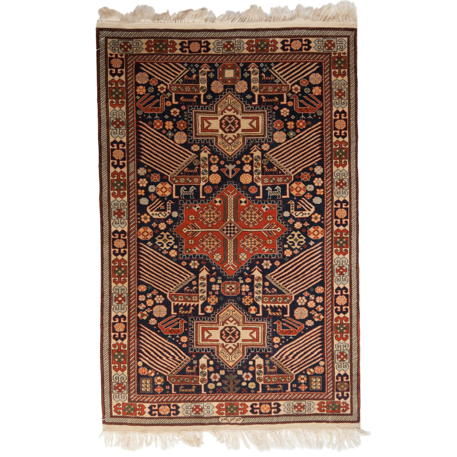 Vintage Romanian Akstafa Design Area Rug — 1970s | 4' × 6'4"